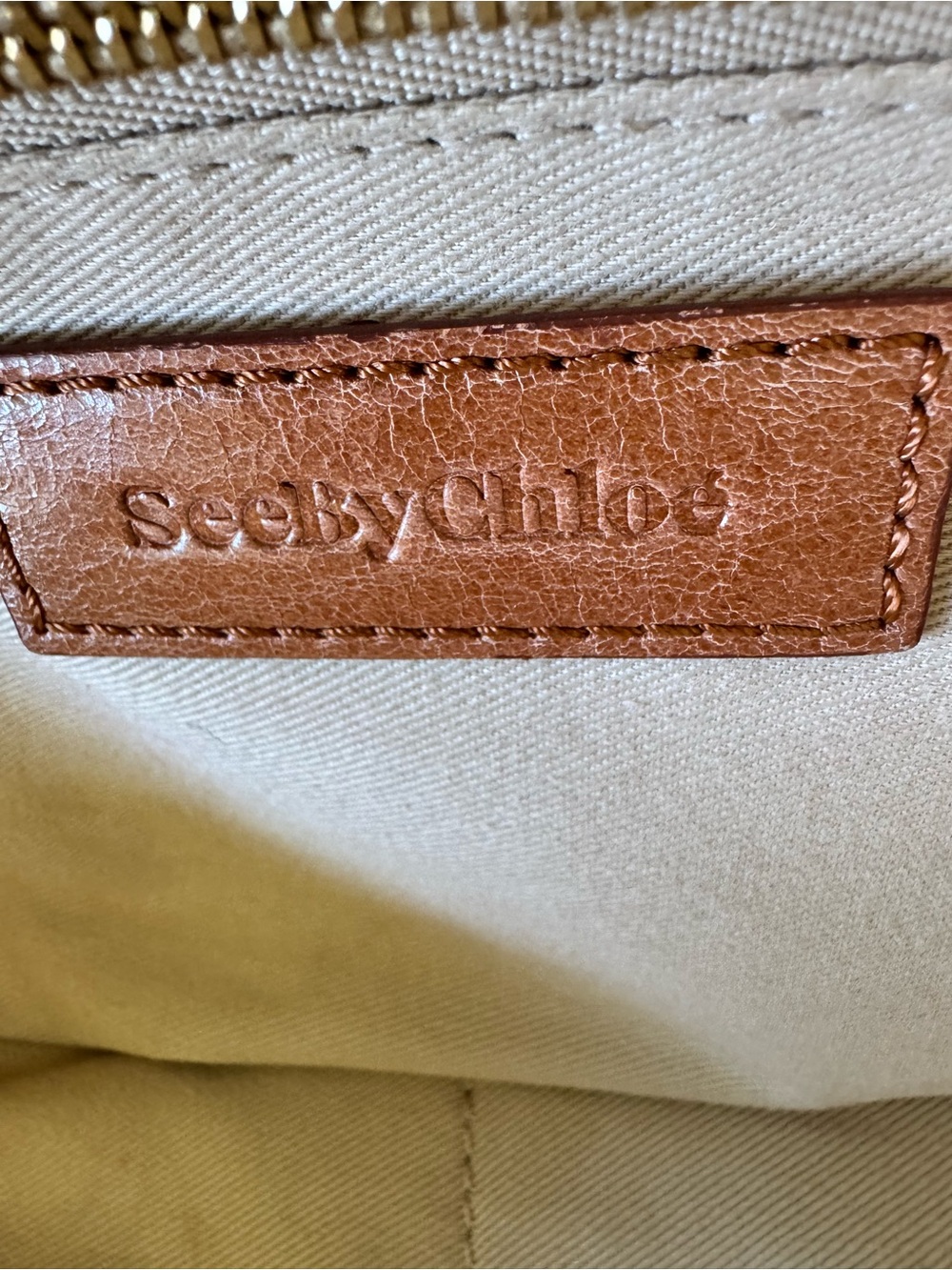 See By Chloe Cognac Brown Leather Satchel with Gold Accents - Picture 10 of 14